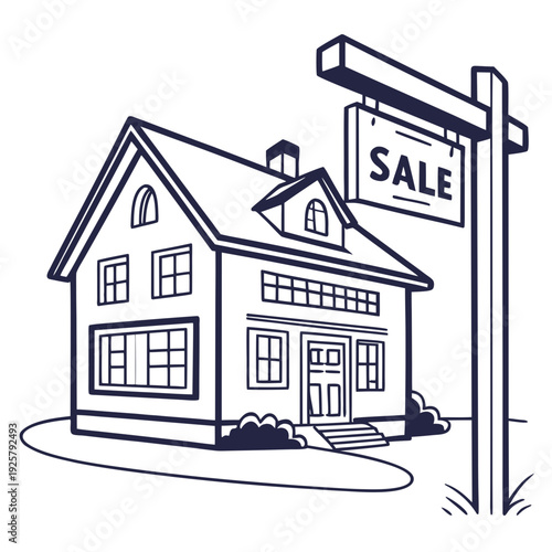 A house with a sale sign in front of it