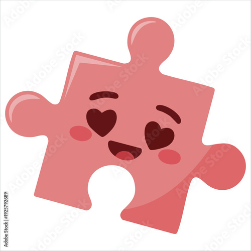 Friendly puzzle pieces characters with emotions for jigsaw mascot concepts