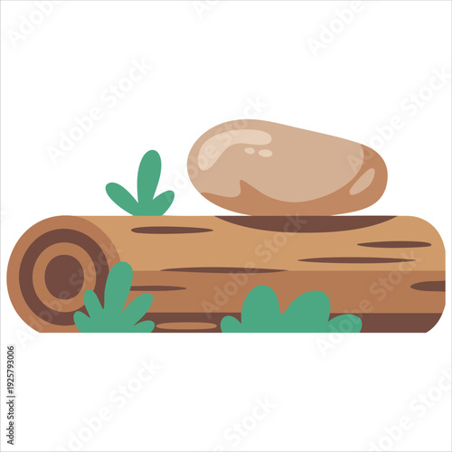 Fallen tree vector design for nature and forest illustration concepts