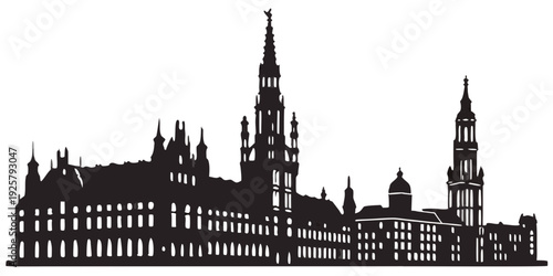 Historic city skyline with stunning Gothic architecture silhouette