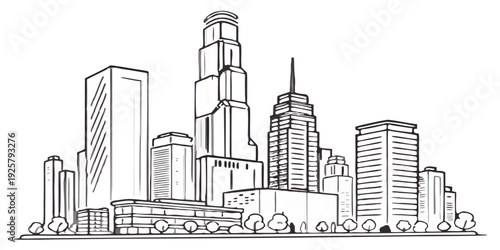 Modern cityscape with sleek skyscrapers and urban landscape