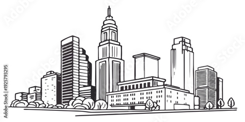 Modern cityscape with sleek skyscrapers and urban landscape