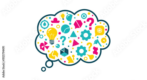 creative thinking concept with colorful icons