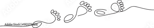 Continuous one line drawing of footsteps. one line art icon drawing vector