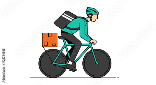 delivery man on bicycle with package