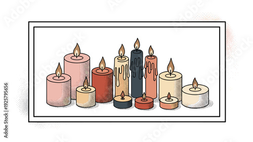Cozy candle arrangement with warm flickering flames in minimalist design