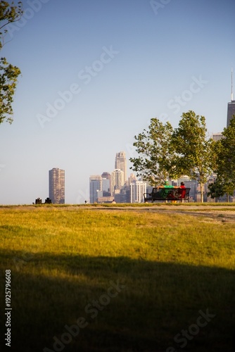 Wallpaper Mural View of a People Near the Lake in Chicago with the Chicago Skyline in the Background Torontodigital.ca