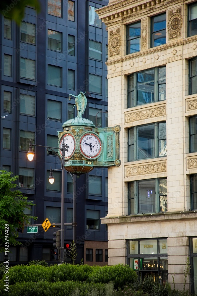 custom made wallpaper toronto digitalView of an old Clock on a Chicago Building at Sunrise