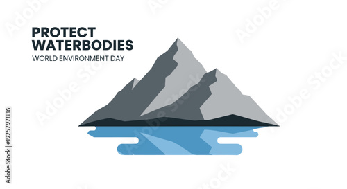 World Environment Day protect waterbodies mountain and water vector icon