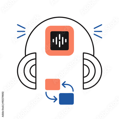 A graphic illustrating sound waves being translated