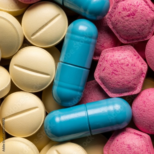 Various colorful pills and capsules