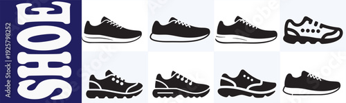  Diverse Footwear Silhouette Icon Collection for Shoe Store Catalog Branding and Fashion Retail Marketing
