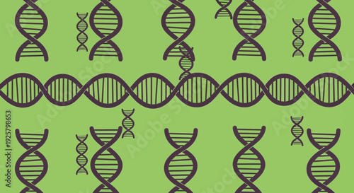 DNA double helix structure pattern on green background