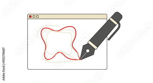 drawing tooth with pen on computer screen