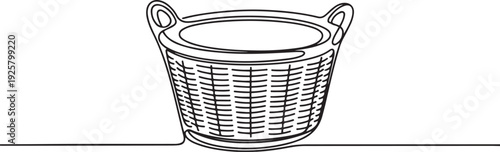 Continuous one line drawing of laundy basket. one line art icon drawing vector