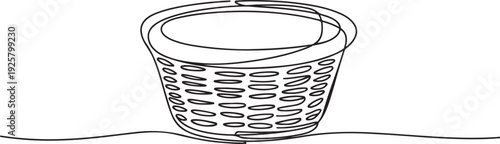 Continuous one line drawing of laundy basket. one line art icon drawing vector