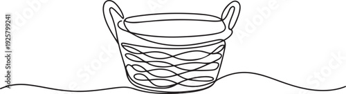 Continuous one line drawing of laundy basket. one line art icon drawing vector