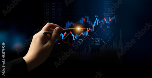 Obraz na płótnie Candlestick chart visualizing financial market trends, investment patterns, pric
