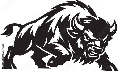 Wallpaper Mural American Bison Black Vector, Minimal Buffalo Silhouette Emblem Torontodigital.ca