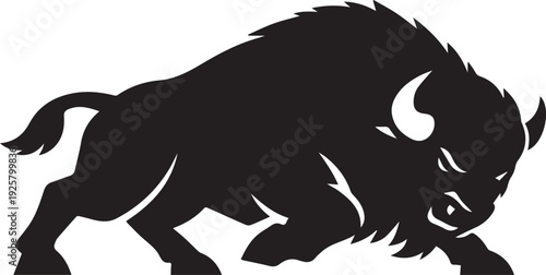 American Bison Black Vector, Minimal Buffalo Silhouette Emblem