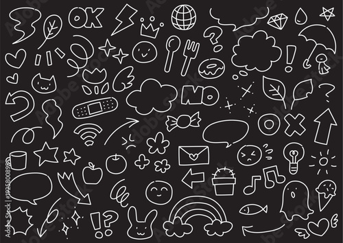 ゆるくてかわいい　手描きの落書きセット