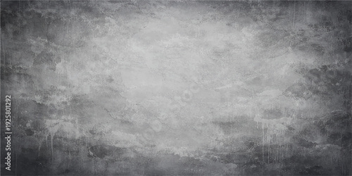 A dark aged metal surface with a dirty grunge texture and rough vintage pattern creates a gritty gray concrete wall backdrop for retro industrial design