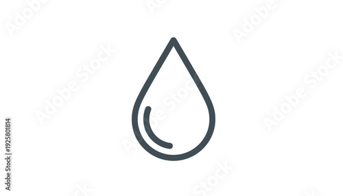 Simple outline of a water droplet design in a minimalist style on a plain background high-key lighting with cutout object