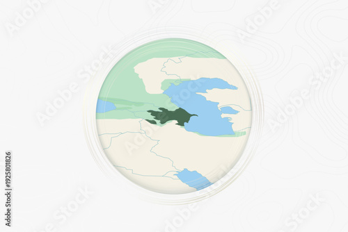 Stylized Map of Azerbaijan with Neighboring Areas.