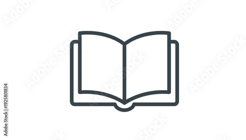 Open book icon with simple lines and a minimalistic design on an isolated background alpha channel with white background