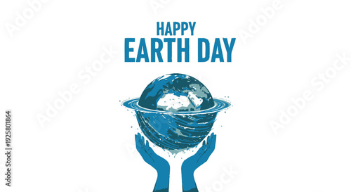 Earth Day icon with hands holding globe