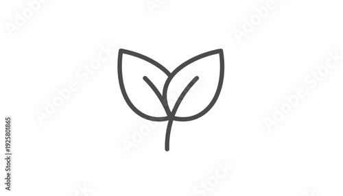 Simple outline of a leaf design with two symmetrical leaf shapes and a thin stem connecting them no background
