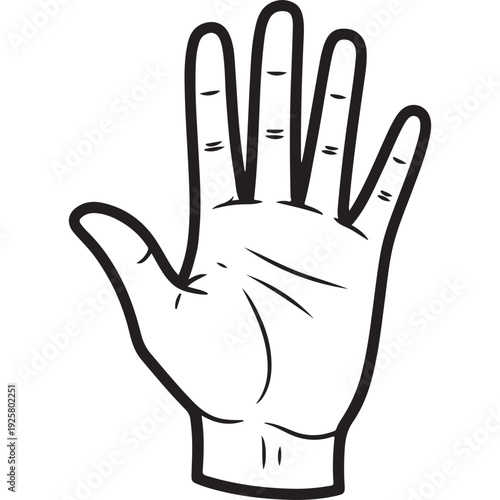 A cartoon hand with fingers spread apart in a gesture of peace or friendship