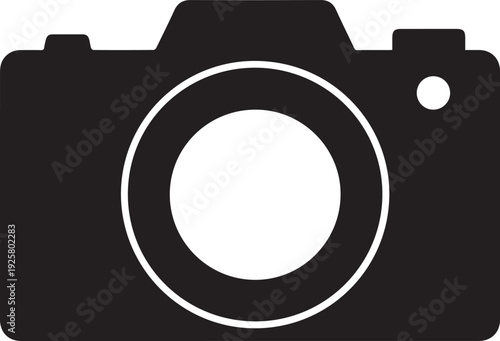Professional DSLR Camera Silhouettes with Large Circular Lens and Rectangular Body