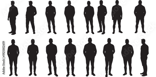 crowd,standing,set silhouette flat design for public gathering illustration vector graphic for event planning guide