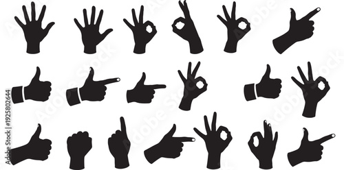 hand,gesture,communication silhouette flat design for sign language primer vector graphic for accessibility resource