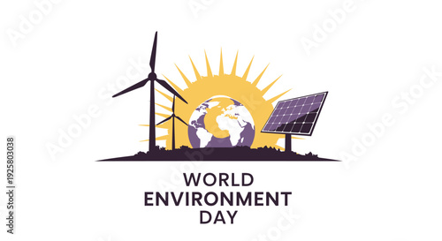 World Environment Day icon set, eco-friendly symbols. Created in flat style with colorful palette.