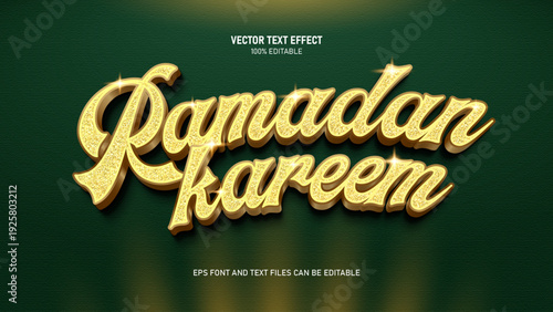 Ramadan kareem text effect, Luxury Glitter Editable Text Effect