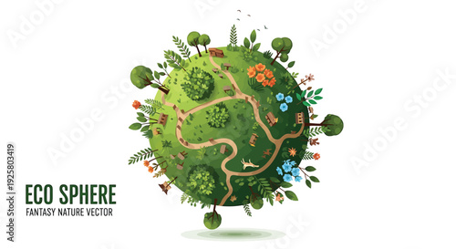 Eco sphere fantasy nature vector
