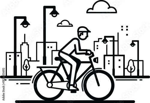 city cyclist, man riding bike