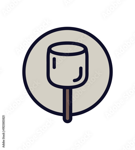 Sweet marshmallow on a stick, a modern icon.