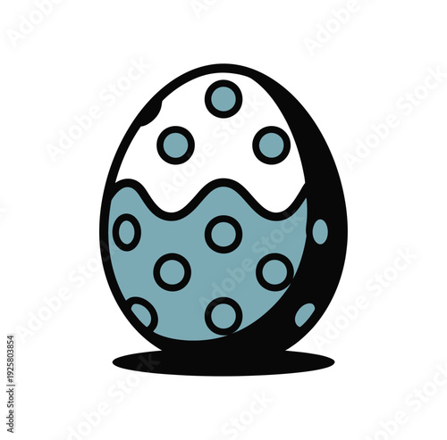 Decorated Easter egg with blue dotted design.