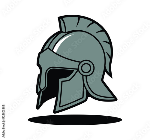 Ancient Greek Spartan helmet with plume design.