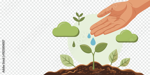 Nurturing Plant Growth with Care Isolated on Transparent Background Sustainable Development Concept