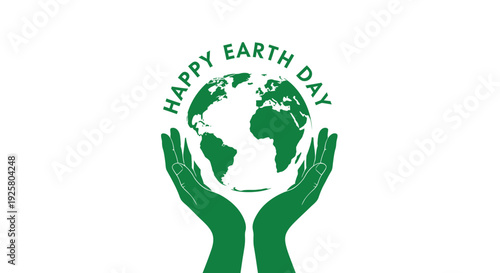 Green Earth Day icon with hands