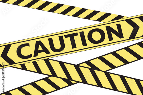 Warning tape with the word CAUTION emblazoned across it, signifying danger or an area that requires special attention and care