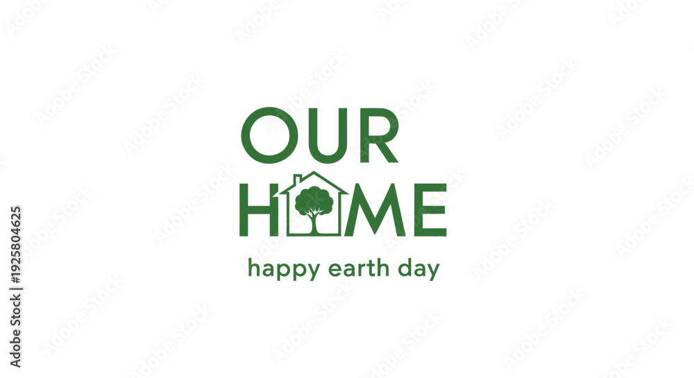 Fototapeta premium Earth Day icon with house and tree