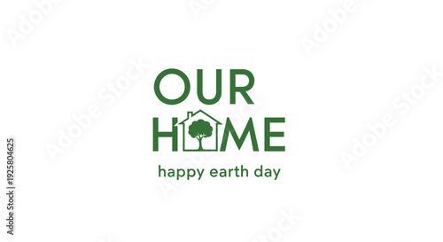 Earth Day icon with house and tree