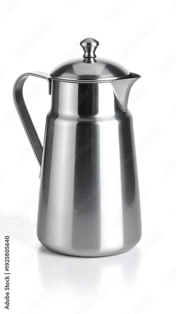 Fototapeta premium Stainless Steel Coffee Pot on White Background.