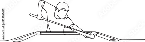 One continuous line drawing of a billiard player vector illustration. Sports design illustration simple linear style vector concept. one line art icon drawing vector