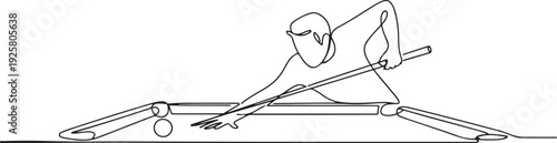 One continuous line drawing of a billiard player vector illustration. Sports design illustration simple linear style vector concept. one line art icon drawing vector